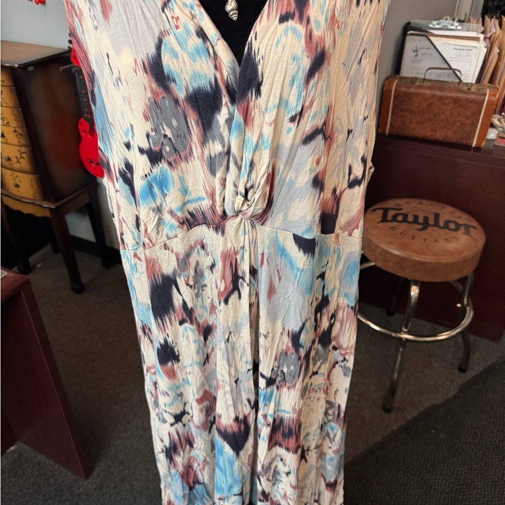 Ashro Cream and Brown Maxi Dress XXXL - Picture 2 of 5